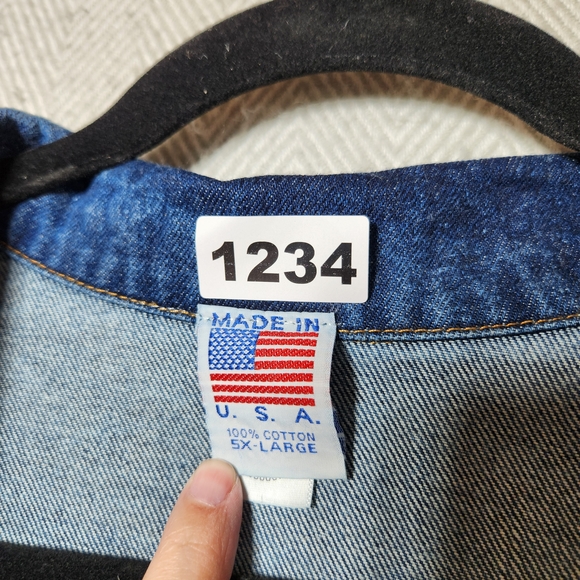 Vintage Made In USA 5XL Blue Denim Trucker Jacket Local 895 USW DFW Texas Logo - Picture 3 of 12